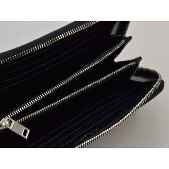 Saint Laurent Round Zipper Long Wallet Heart Studded Black - Picture 6 of 8